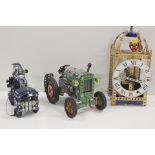 Three Meccano constructed models including Wurtemburg Clock having clockwork motor 33cm tall,