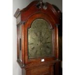 John Peatt of Crieff brass dial longcase grandfather clock with Roman and Arabic chapters subsidiary