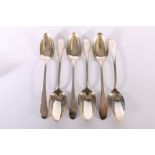 Set of six George III silver table spoons of oar pattern by Francis Howden Edinburgh 1799, 348g