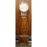 Antique mahogany cased drum head longcase Grandfather clock, the silvered dial with Roman numeral