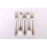Set of five George III silver table forks by George Smith London 1804, 323g