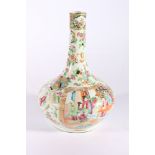 A 19th century Chinese Canton famille rose bottle vase of squat form, the body decorated with figure