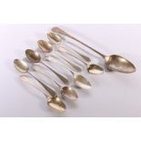 Set of eight dessert spoons of oar pattern by Alexander Henderson with additional "JH" marks,