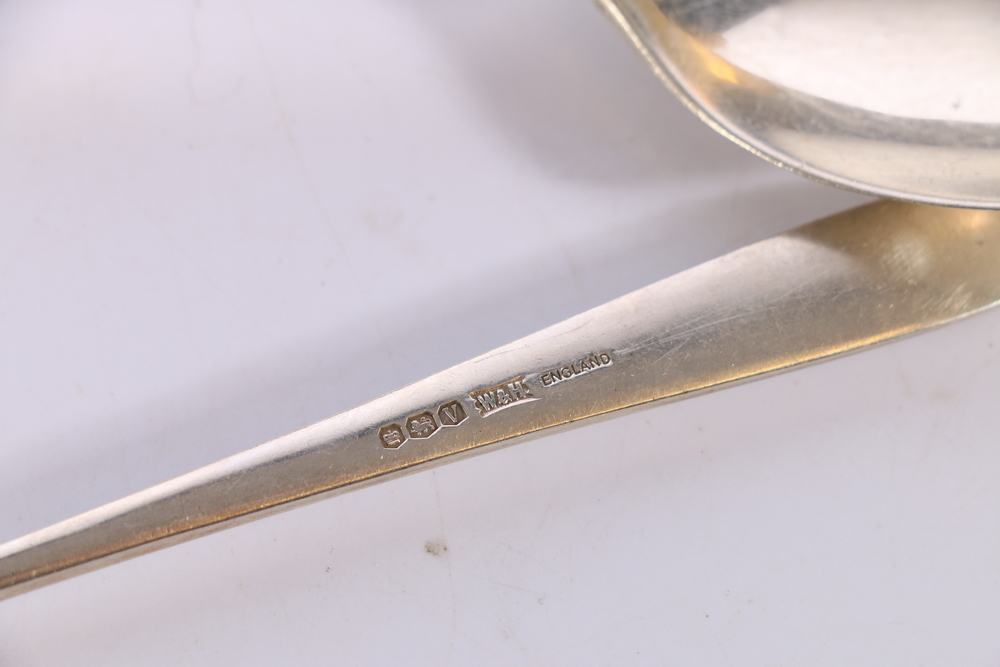 Pair of contemporary silver salad servers by Mappin & Webb, Sheffield 1965, a pair of silver serving - Image 2 of 2