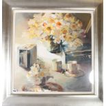 ETHEL WALKER (b1941) *ARR*, Shaded Daffodils, Signed oil, 58cm x 56cm