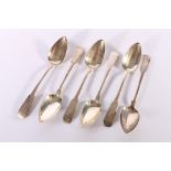 Set of six Scottish Provincial silver dessert spoons by Robert Keay of Perth, RK thrice, double