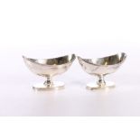 Pair of George III silver table salts of navette boat shape by Henry Chawner London 1792, 9cm