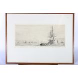 WILLIAM LIONEL WYLLIE RA (1851-1931), HMS Victory Portsmouth Harbour, Pencil signed etching, 21cm