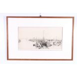 WILLIAM LIONEL WYLLIE (1851-1931), Herring Fishers Fisherrow, Pencil signed etching, 20cm x 40cm