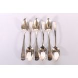 Set of six George III silver dessert spoons of oar pattern by John Graham Edinburgh 1805, 188g gross