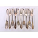 Set of ten Victorian silver dessert forks of oar shape by Josiah Williams & Co (George Maudsley