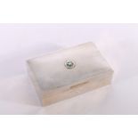 George VI WWII period silver cigarette box with Rifle Brigade green enamelled cross to the top by