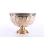 Antique George V silver bowl with gadrooned fluted design raised on socle base by Levesley