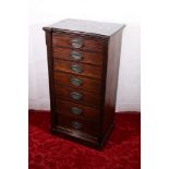 Victorian mahogany Wellington chest with seven graduated drawers raised on plinth base, 52cm wide,