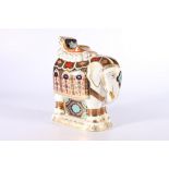 Large Royal Crown Derby bone china Imari palate paperweight in the form of an elephant with gold