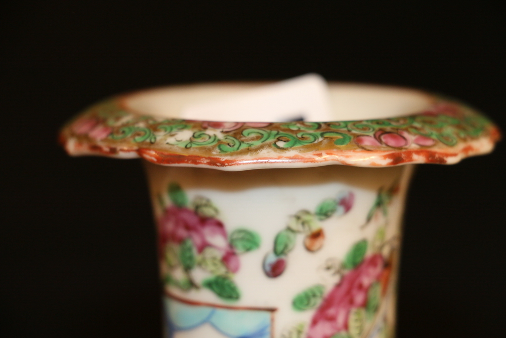 Chinese late 19th century Canton famille rose vase with prominent shoulder, decorated with figures - Image 3 of 6