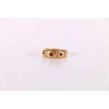 18ct gold ruby and diamond dress ring, size P, 4g