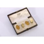 Pair of 18ct gold oval cufflinks, maker BHJ, 11.7g gross held in Elkington & Co Ltd of Glasgow