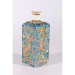 Chinese late 19th Century or early 20th Century tea bottle of square section, the blue ground with