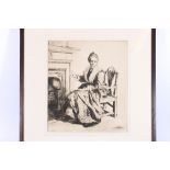 FRANCIS DODD (1874-1949), At The Fireside, Pencil signed etching, 28cm x 25cm