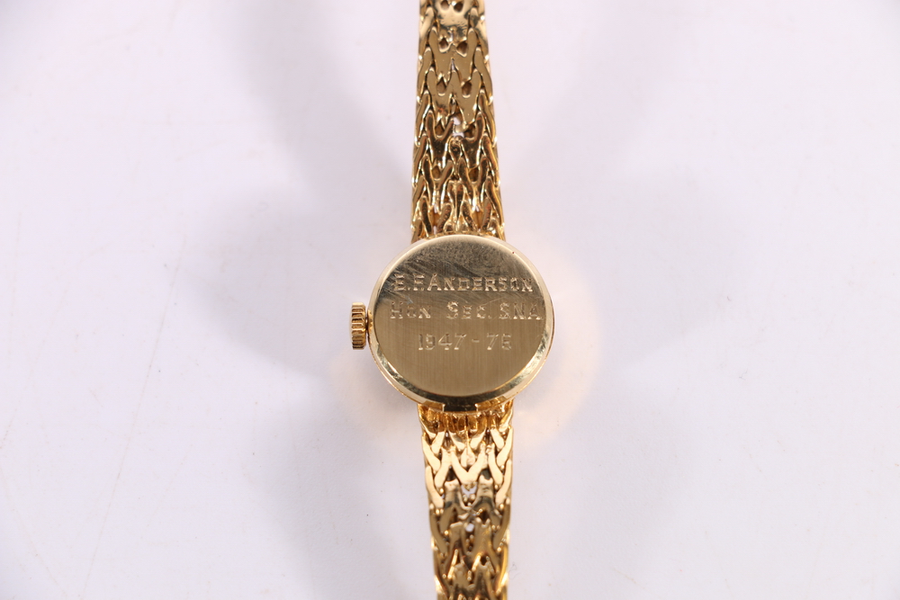 Ladies Rotary wristwatch with 21 jewel movement on 9ct gold textured woven link bracelet, 13.1g - Image 2 of 2