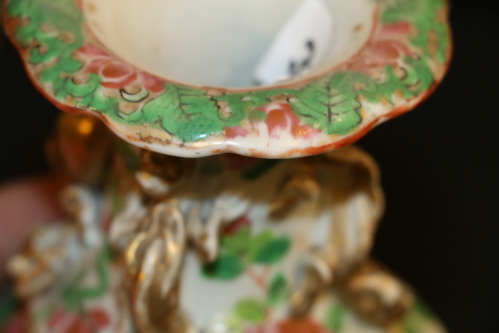 Chinese late 19th century Canton famille rose vase, the neck with four chi lung in relief, the - Image 4 of 8