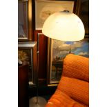 Pair of mid 20th century design standard lamps with adjustable arm shades, 160cm tall