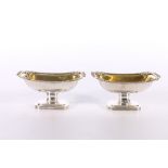 Pair of George III antique silver table salts with gilded bowls, makers mark C&A, possibly