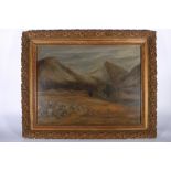 19th CENTURY SCHOOL, Highland landscape, Unsigned oil on board, 44cm x 60cm