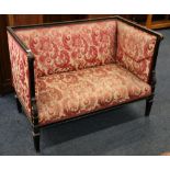Victorian two seat sofa in the Adams architectural style, upholstered in needlework fabric, 119cm