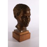 HELEN A B LUBBOCK (of Stracathro Brechin), Zambian Child bronze effect bust, 40cm tall