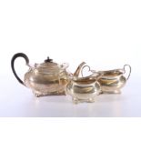 Victorian silver three piece tea set of boat shape by Atkin Brothers (Henry Atkin) Sheffield 1895