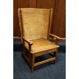 Orkney style rush back chair with oak frame, 81cm tall