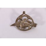 Alexander Ritchie style bird brooch by Celtic Art Industries, Iona Scotland, 5cm wide