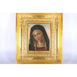 Antique portrait of a female, possibly The Virgin Mary, signed with monogram TW and dated 1863,