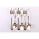 Set of six George III antique silver desert spoons of oar pattern by James Orr of Greenock,