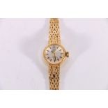 Ladies Rotary wristwatch with 21 jewel movement on 9ct gold textured woven link bracelet, 13.1g