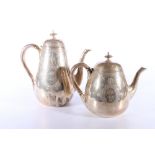 Victorian silver coffee and tea pots with star engraved design by Edward & John Barnard London