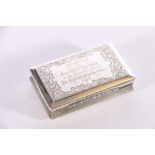 Victorian silver snuff box with engraved foliate decoration and gilded interior by Nathaniel Mills