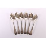 Set of six Victorian antique silver table spoons of oar pattern by Patrick or Peter Sutherland,