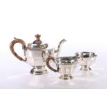 Elizabeth II silver three piece tea set by Viner's Ltd (Emile Viner) Sheffield 1960, 693g gross