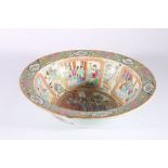 19th century Chinese Canton famille rose deep bowl decorated with figure panels reserved on a gilt