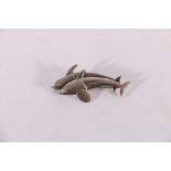 Georg Jensen Danish silver Dolphin brooch, pattern number 317, stamped to reverse STERLING