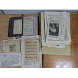 Books, Collecting, etc.  A small bundle of ephemera incl. a few engraved portraits of literary