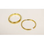 Two 22ct gold band rings. (2). 6g.