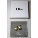 Pair of Dior 'Tribales' simulated pearl earrings. Boxed with jewellery pouch.