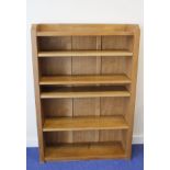 Mouseman:  Robert Thompson of Kilburn English oak 4ft. open bookcase, solid ends and panelled