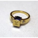 Louis Vuitton "Gamble Crystal" ring, monogrammed and set with Swarovski crystals, stamped France,