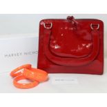 Miu Miu Italian red patent leather handbag, 24cm wide and three See by Chloe graduated coral