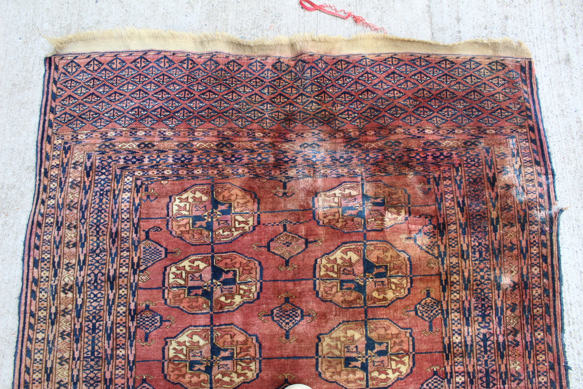 Small Persian Tekke wool rug with three rows of guls, 120cm x 88cm and another 174cm x 116cm. Both - Image 11 of 23